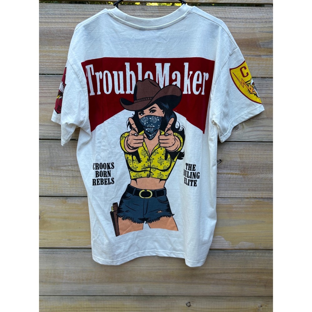 Crooks & Castles Cowgirl Ruling Elite Oversized Tee Natural Cream Men Medium NWT
